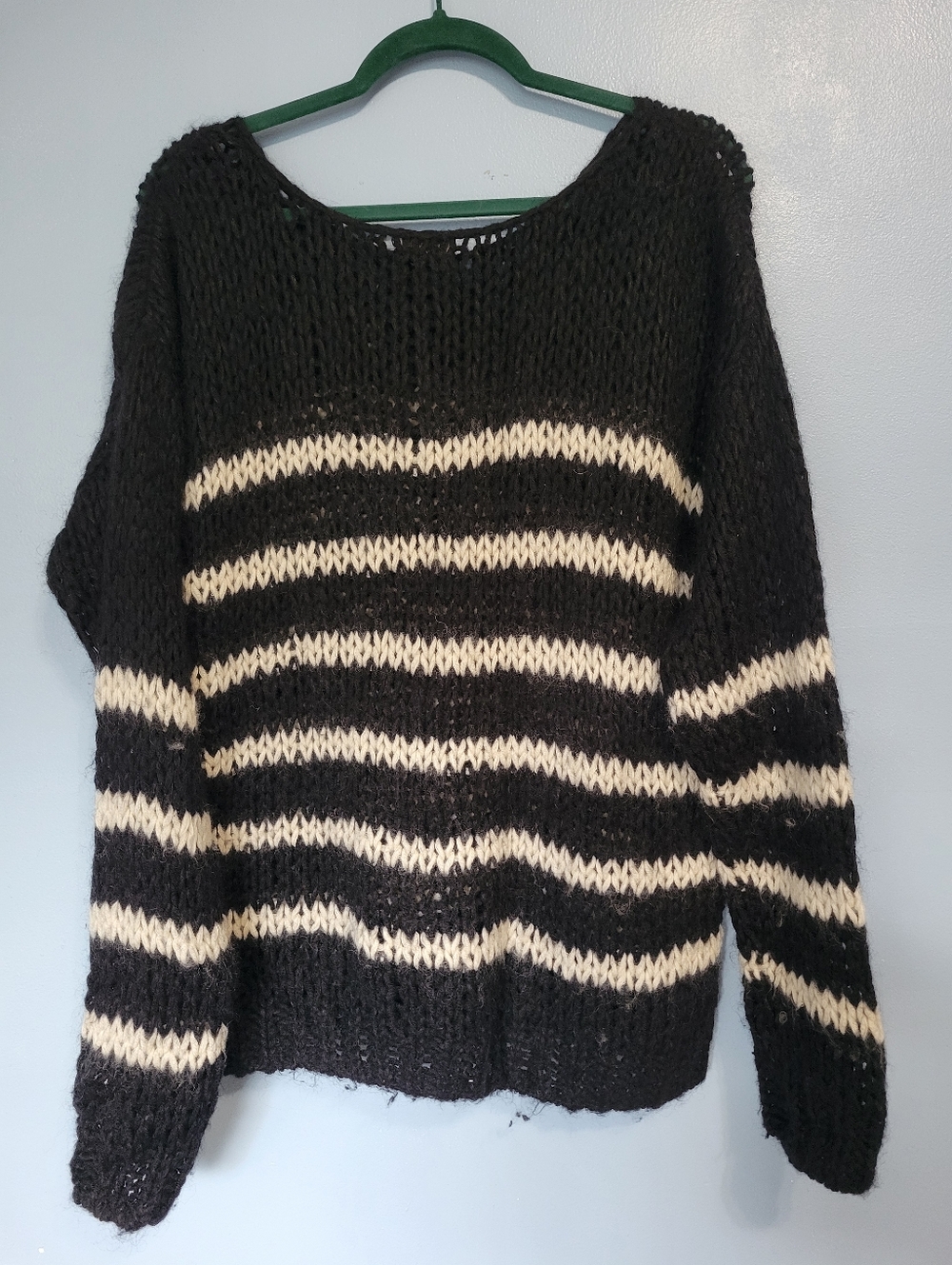 Saint Laurent Paris Womens Laine Wool Mohair Striped Sweater XL Black - Picture 5 of 13